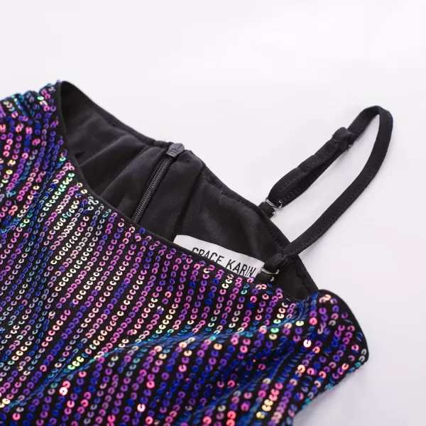 imageGRACE KARIN Girls Sequin Dress One Shoulder Birthday Party Prom Dresses 614YColorful Purple