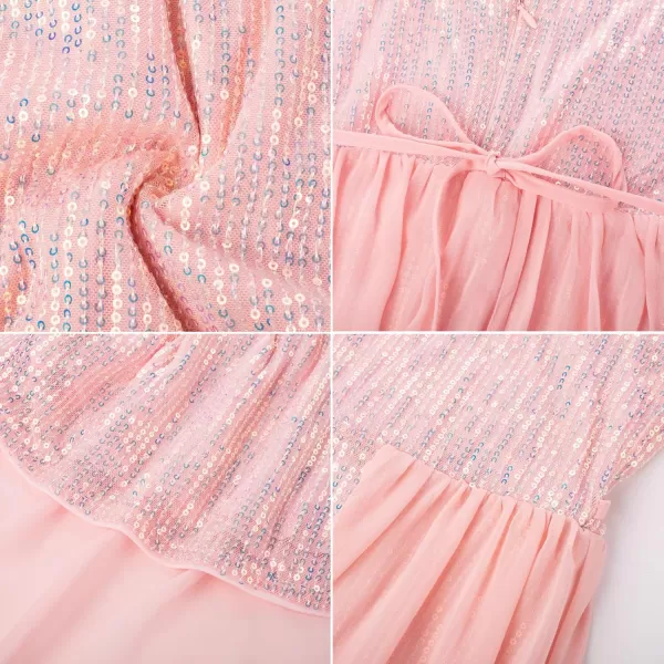 imageGRACE KARIN Girls Sequin Dress One Shoulder Birthday Party Prom Dresses 614YFantasy Pink