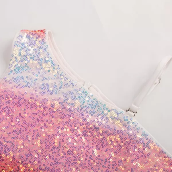 imageGRACE KARIN Girls Sequin Dress One Shoulder Birthday Party Prom Dresses 614YMulticolor Pink