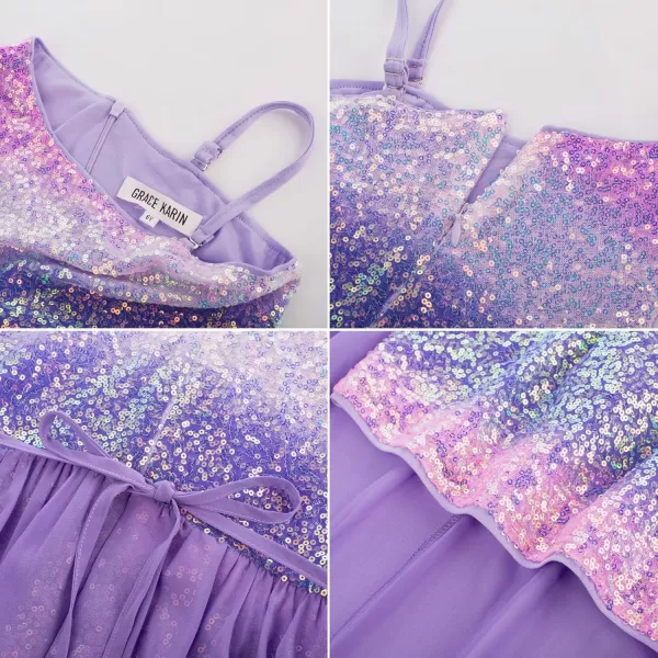 imageGRACE KARIN Girls Sequin Dress One Shoulder Birthday Party Prom Dresses 614YMulticolor Purple