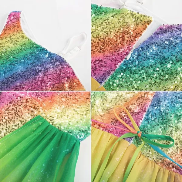 imageGRACE KARIN Girls Sequin Dress One Shoulder Birthday Party Prom Dresses 614YMulticolor Rainbow