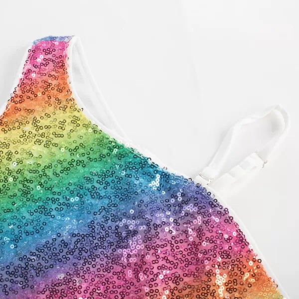 imageGRACE KARIN Girls Sequin Dress One Shoulder Birthday Party Prom Dresses 614YMulticolor Rainbow