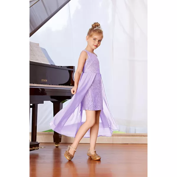 imageGRACE KARIN Girls Sequin Dress One Shoulder Birthday Party Prom Dresses 614YPurple