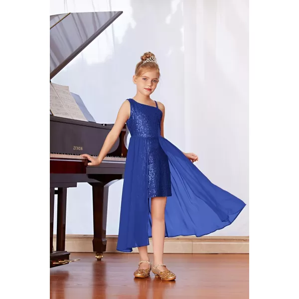 imageGRACE KARIN Girls Sequin Dress One Shoulder Birthday Party Prom Dresses 614YRoyal Blue