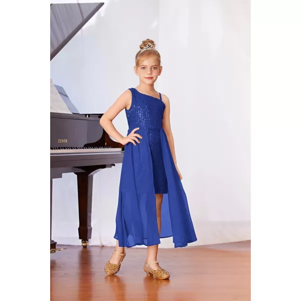 imageGRACE KARIN Girls Sequin Dress One Shoulder Birthday Party Prom Dresses 614YRoyal Blue