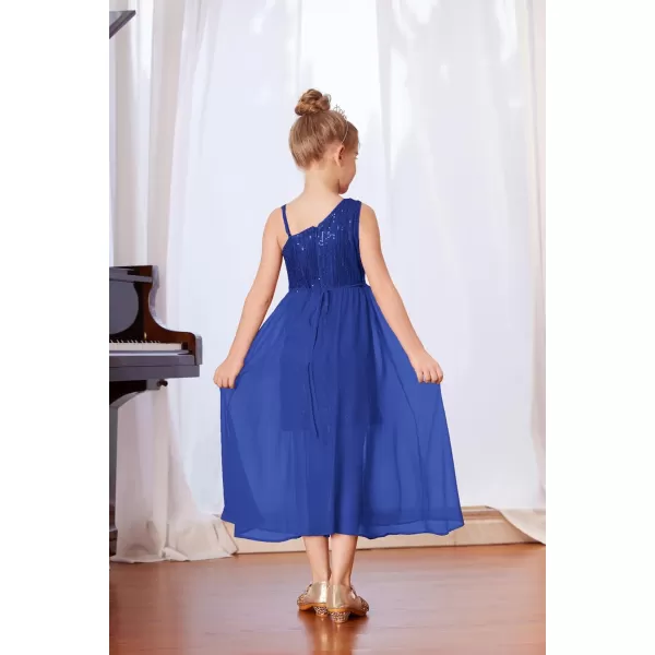 imageGRACE KARIN Girls Sequin Dress One Shoulder Birthday Party Prom Dresses 614YRoyal Blue
