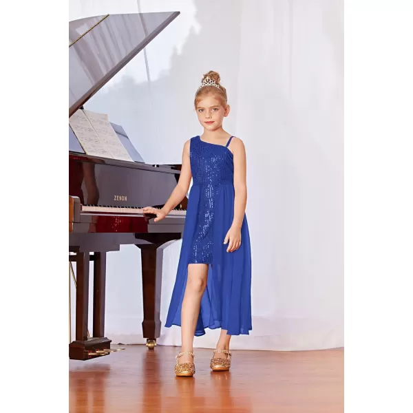 imageGRACE KARIN Girls Sequin Dress One Shoulder Birthday Party Prom Dresses 614YRoyal Blue