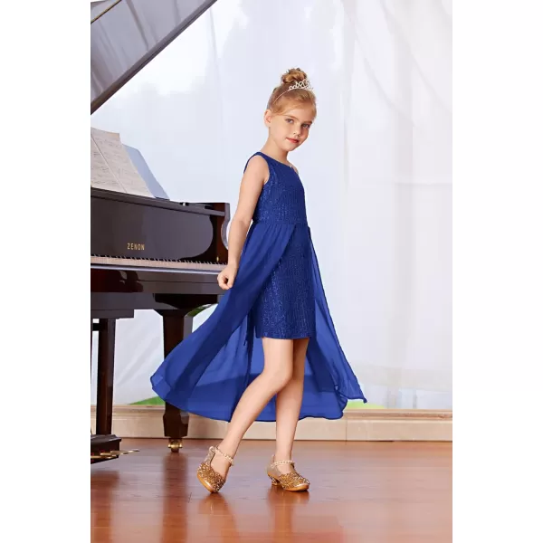 imageGRACE KARIN Girls Sequin Dress One Shoulder Birthday Party Prom Dresses 614YRoyal Blue