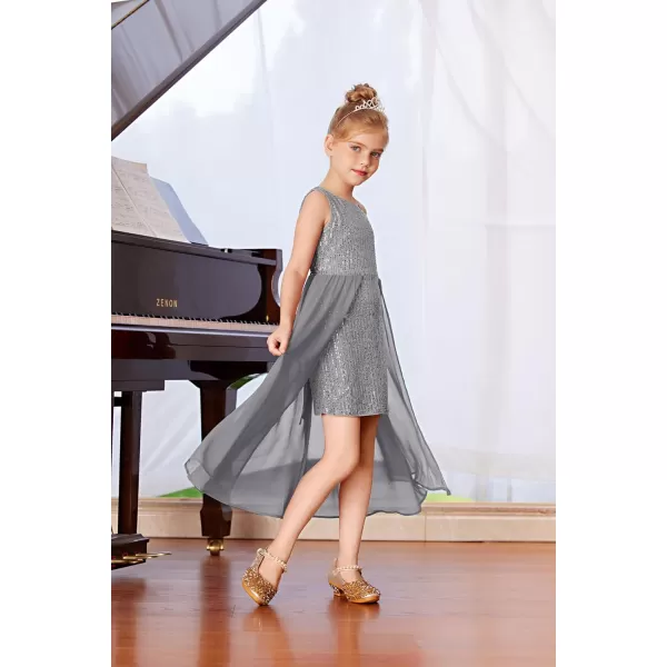 imageGRACE KARIN Girls Sequin Dress One Shoulder Birthday Party Prom Dresses 614YSilver Gray