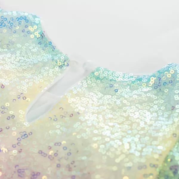 imageGRACE KARIN Girls Sequin Dress Short Flutter Sleeve Flare Silhouette Midi Dress with Hairbow 512YMulticolored