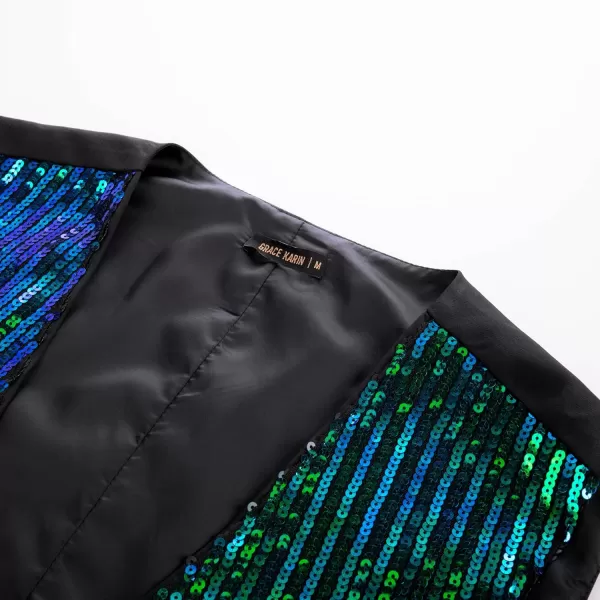 imageGRACE KARIN Mens Sequin Vest Slim Fit Shiny Dress Waistcoat Bowtie Set for Wedding Prom PartyGreen