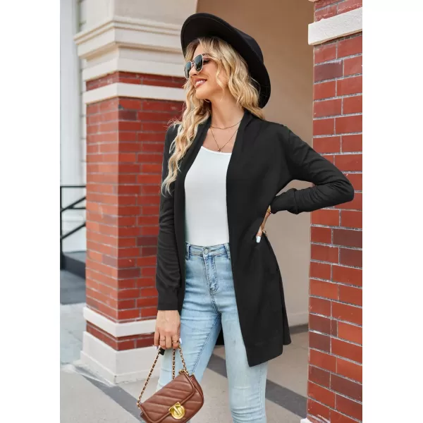imageGRACE KARIN Women Lightweight Cardigan Sweaters with Pocket Long Sleeve ShrugsBlack
