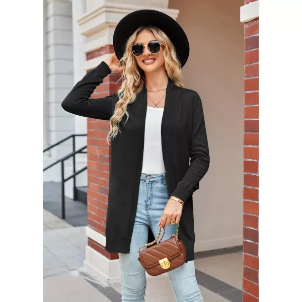imageGRACE KARIN Women Lightweight Cardigan Sweaters with Pocket Long Sleeve ShrugsBlack
