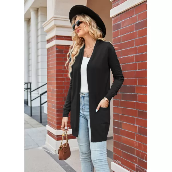 imageGRACE KARIN Women Lightweight Cardigan Sweaters with Pocket Long Sleeve ShrugsBlack