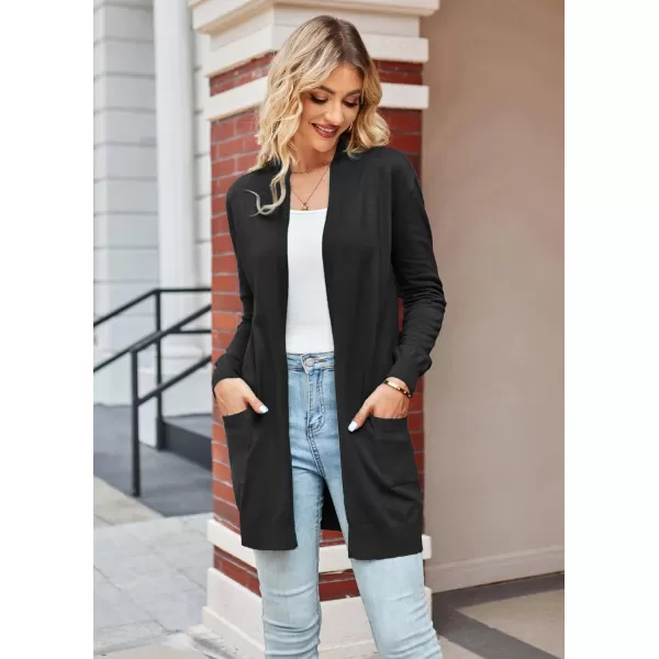 imageGRACE KARIN Women Lightweight Cardigan Sweaters with Pocket Long Sleeve ShrugsBlack