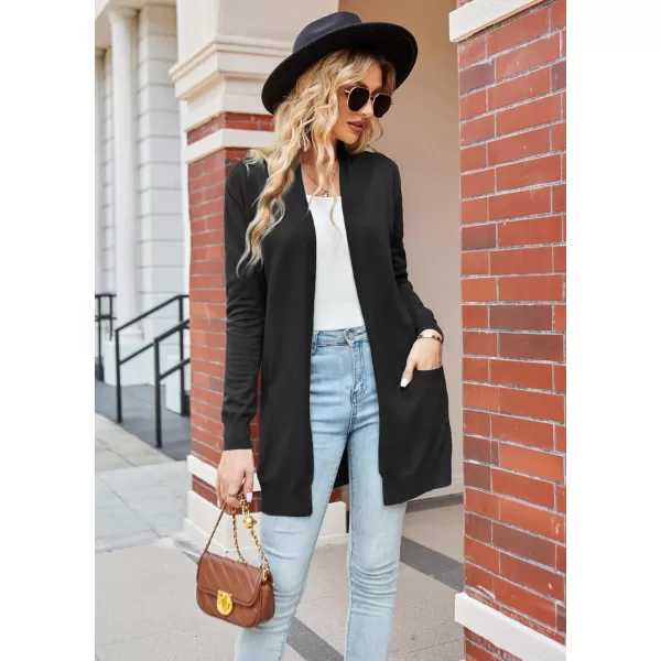 imageGRACE KARIN Women Lightweight Cardigan Sweaters with Pocket Long Sleeve ShrugsBlack