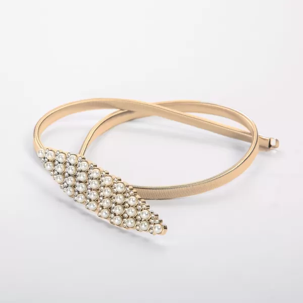 imageGRACE KARIN Women Skinny Metal Cinch Belt Gold Waistband Elastic Waist Belt CL633Gloddiamond Pearl