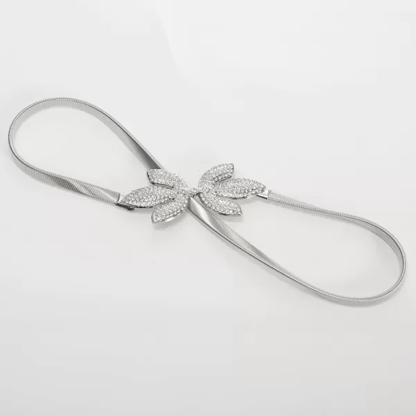 imageGRACE KARIN Women Skinny Metal Cinch Belt Gold Waistband Elastic Waist Belt CL633Silver42