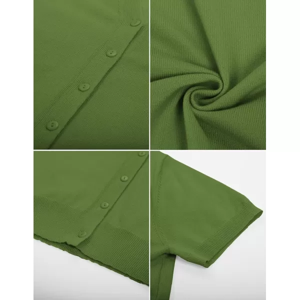 imageGRACE KARIN Womens 2024 Basic Summer Short Sleeve Cardigan Sweaters Lightweight VNeck Button Down Cropped Shrug SweaterLight Green