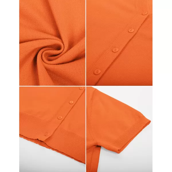 imageGRACE KARIN Womens 2024 Basic Summer Short Sleeve Cardigan Sweaters Lightweight VNeck Button Down Cropped Shrug SweaterShort Sleeve Orange