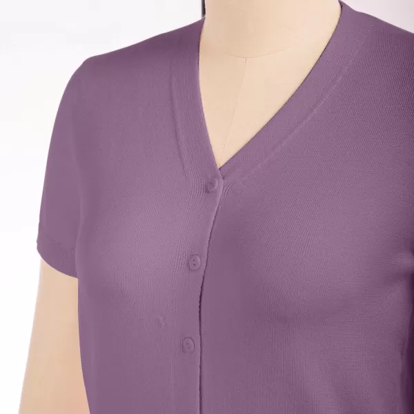 imageGRACE KARIN Womens 2024 Basic Summer Short Sleeve Cardigan Sweaters Lightweight VNeck Button Down Cropped Shrug SweaterShort Sleeve Purple