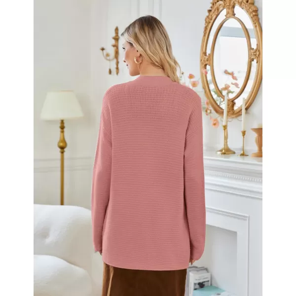 imageGRACE KARIN Womens 2024 Fall Long Sleeve Waffle Knit Cardigan Sweater Open Front Cardigan Button Loose Outerwear SXXLPink