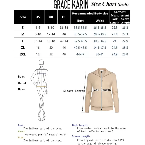 imageGRACE KARIN Womens 2024 Zip Up Cardigan Sweater Lapel Ribbed Knit Long Sleeve Sweater Jacket with Pockets Warm OutwearBlack