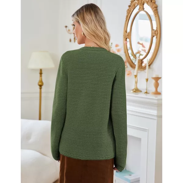 imageGRACE KARIN Womens Cardigan Sweaters Dressy Open Front Button Down Chunky Knit Cardigan Lady Sweater Jacket with PocketsArmy Green