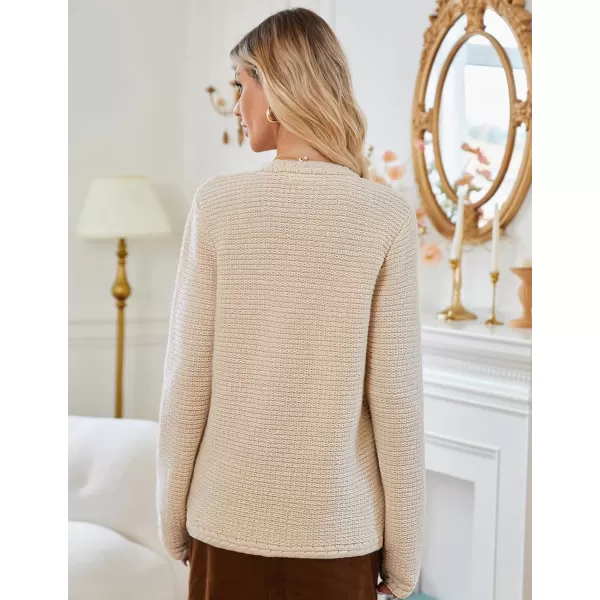 imageGRACE KARIN Womens Cardigan Sweaters Dressy Open Front Button Down Chunky Knit Cardigan Lady Sweater Jacket with PocketsBeige