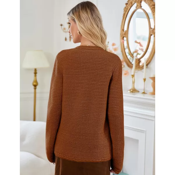 imageGRACE KARIN Womens Cardigan Sweaters Dressy Open Front Button Down Chunky Knit Cardigan Lady Sweater Jacket with PocketsBrown