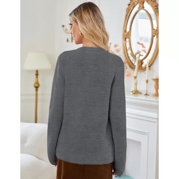 imageGRACE KARIN Womens Cardigan Sweaters Dressy Open Front Button Down Chunky Knit Cardigan Lady Sweater Jacket with PocketsGrey