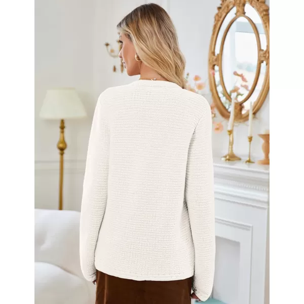 imageGRACE KARIN Womens Cardigan Sweaters Dressy Open Front Button Down Chunky Knit Cardigan Lady Sweater Jacket with PocketsIvory