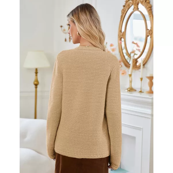 imageGRACE KARIN Womens Cardigan Sweaters Dressy Open Front Button Down Chunky Knit Cardigan Lady Sweater Jacket with PocketsKhaki