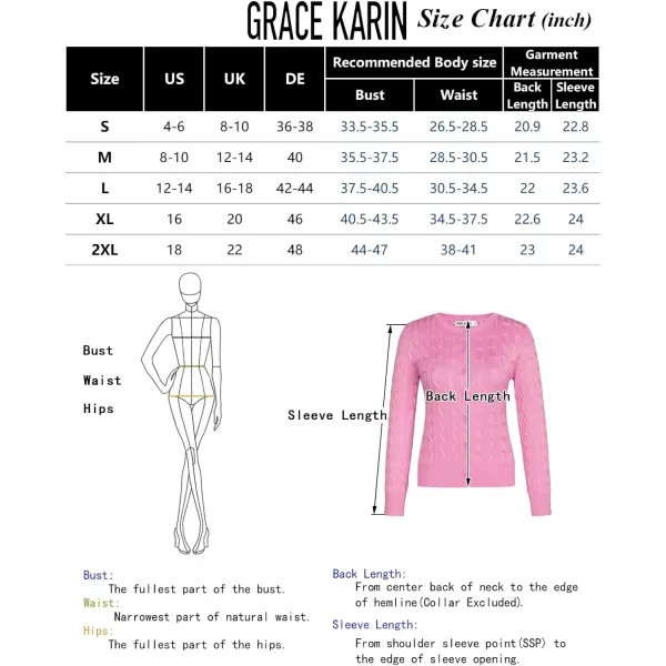 imageGRACE KARIN Womens Long Sleeve Button Down Cable Knit Cardigan Lightweight Crewneck Button Sweater Jacket for WomenBlack