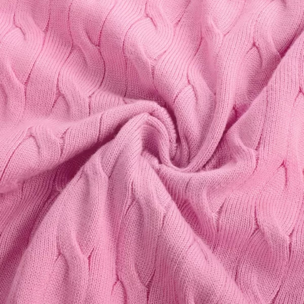 imageGRACE KARIN Womens Long Sleeve Button Down Cable Knit Cardigan Lightweight Crewneck Button Sweater Jacket for WomenPink