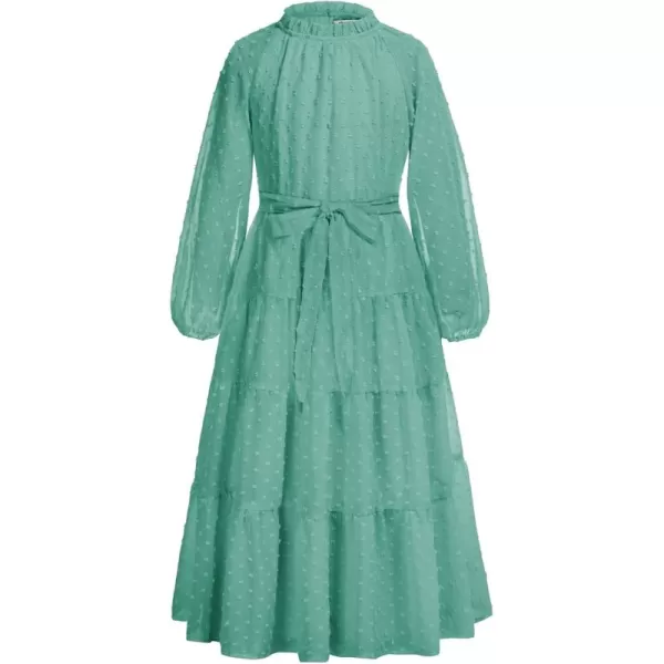 imageGRACE KARIN Girls Long Sleeve Dress Aline Flowy Maxi Dresses for Girls 514 YearsCelandine Green