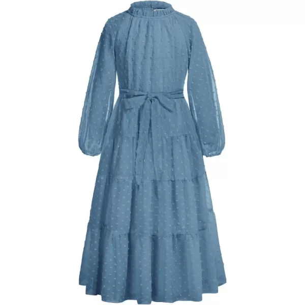 imageGRACE KARIN Girls Long Sleeve Dress Aline Flowy Maxi Dresses for Girls 514 YearsGrey Blue