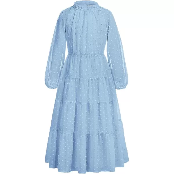 imageGRACE KARIN Girls Long Sleeve Dress Aline Flowy Maxi Dresses for Girls 514 YearsLight Blue