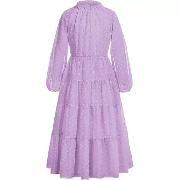 imageGRACE KARIN Girls Long Sleeve Dress Aline Flowy Maxi Dresses for Girls 514 YearsLight Purple