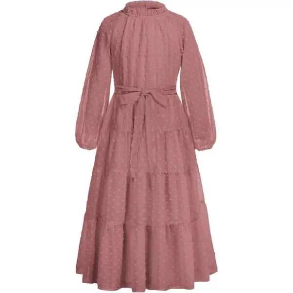 imageGRACE KARIN Girls Long Sleeve Dress Aline Flowy Maxi Dresses for Girls 514 YearsRedbrown