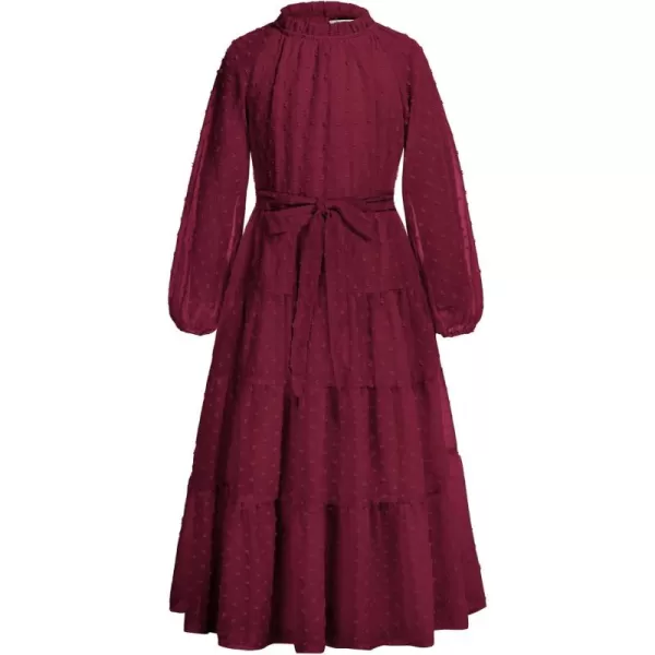 imageGRACE KARIN Girls Long Sleeve Dress Aline Flowy Maxi Dresses for Girls 514 YearsWine Red