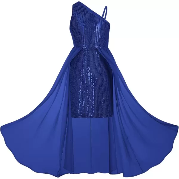imageGRACE KARIN Girls Sequin Dress One Shoulder Birthday Party Prom Dresses 614YRoyal Blue