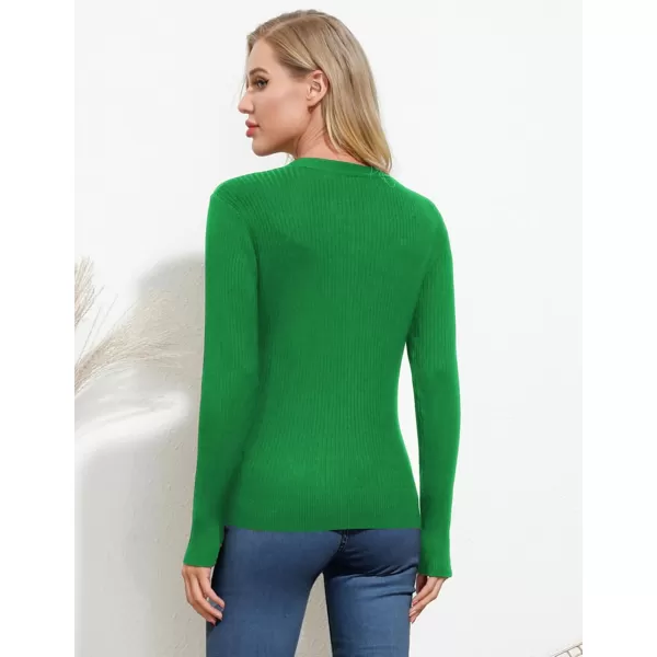 imageGRACE KARIN Womens Button Up V Neck Long Sleeve Soft Basic Knit Cardigan SweaterGreen