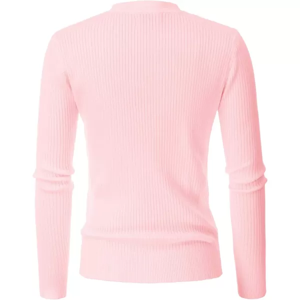 imageGRACE KARIN Womens Button Up V Neck Long Sleeve Soft Basic Knit Cardigan SweaterPink