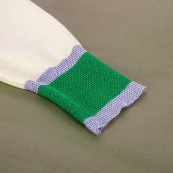 imageGRACE KARIN Womens Contrast Color Block Cardigan Sweaters Lightweight Long Sleeve Cropped Cardigan VNeck Striped ShrugsContrast Ivory