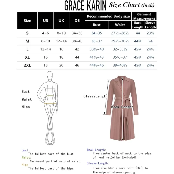 imageGRACE KARIN Womens Long Sleeve Fall Collared Work Dresses V Neck Business Midi Casual Aline DressesApricot