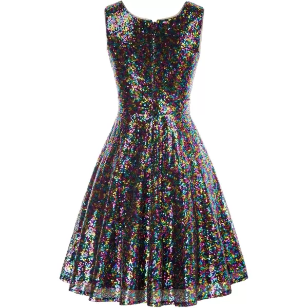 imageGRACE KARIN Womens Sequin Dresses Sleeveless VNeck Sparkly Glitter Evening Party DressMulticolor2sequin