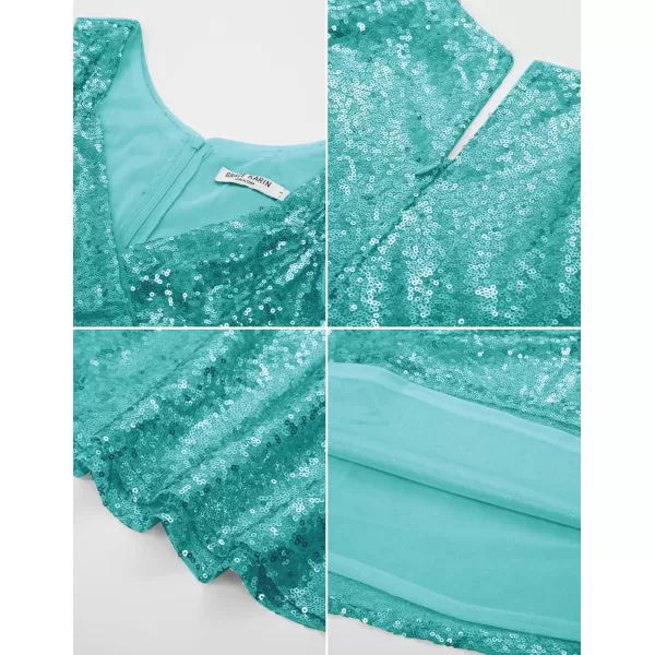 imageGRACE KARIN Womens Sequin Dresses Sleeveless VNeck Sparkly Glitter Evening Party DressPersian Green Sequin