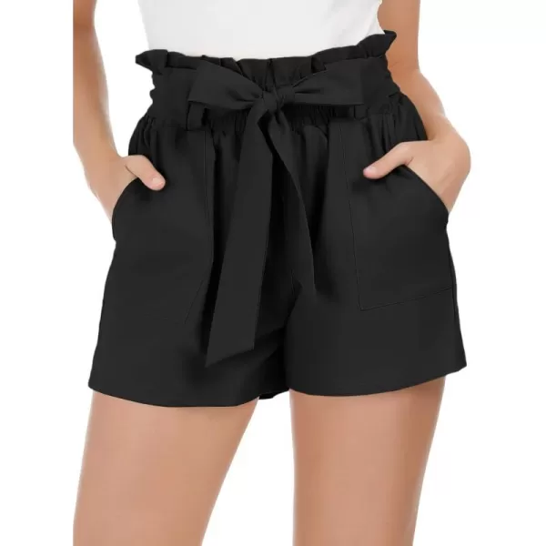 imageGRACE KARIN Women Summer Casual Shorts with Pockets Bowknot Tie WaistCl93black