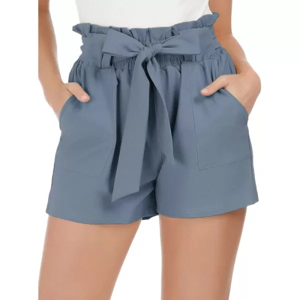 imageGRACE KARIN Women Summer Casual Shorts with Pockets Bowknot Tie WaistCl93bluegray